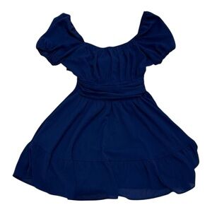 EXLURA Royal Blue Mini Dress